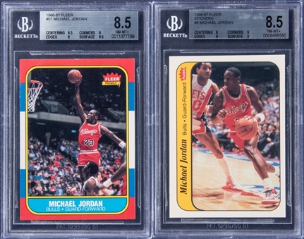 1986/87 Fleer Basketball High Grade Complete Set (132) With Stickers (11) - Featuring BGS-Graded 8.5 Michael Jordan Rookie Cards!
